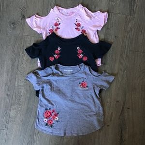 3 Abercrombie kids open shoulder shirts 5/6